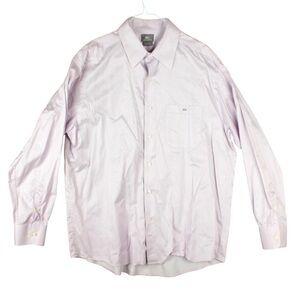 Lacoste Shirt Men Size 44 Pink Long Sleeve Button Up 100% Cotton Casual EUC